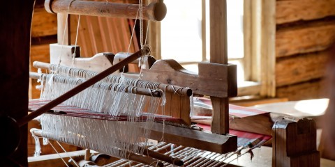 Russian loom in a village house